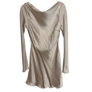 Saints & Secrets Cream Low Back Long Sleeve Dress